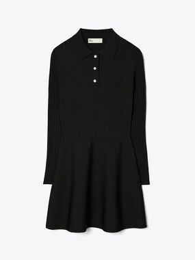 Women's Black Knit Polo Dress Tory Burch Size medium